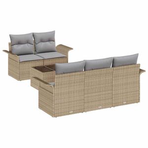 vidaXL Diivanikomplekt padjaga 6 pcs Beež pol&uuml;rotang