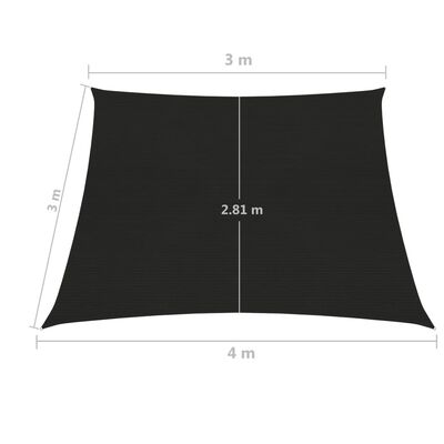 vidaXL päikesepuri 160 g/m², must, 3/4 x 3 m, HDPE