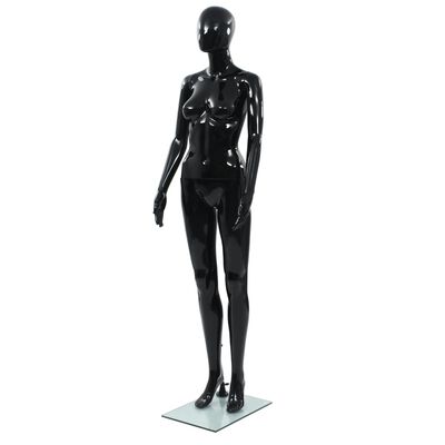 vidaXL täispikkuses naismannekeen klaasist alusel, läikiv must 175 cm