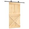 vidaXL Libisev uks Naturaalne ja must 100 x 210 cm Tahke m&auml;nnipuit