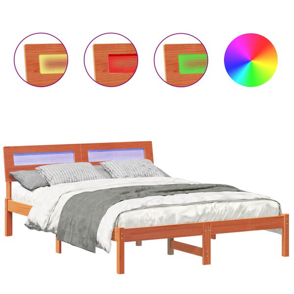 vidaXL Voodi raam peaga Vahapruun 135 x 190 cm Tahke m&auml;nd