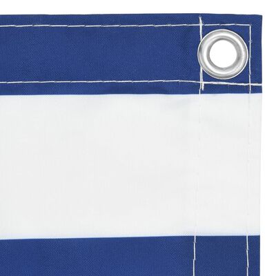 vidaXL rõdusirm, valge ja sinine, 75 x 400 cm, oxford-kangas