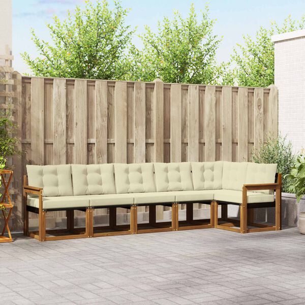 vidaXL V&auml;li diivanikomplekt padjaga 6 pcs Looduslik ja kreem