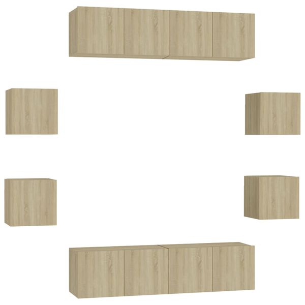 vidaXL 8-osaline telerikappide komplekt, Sonoma tamm, tehispuit