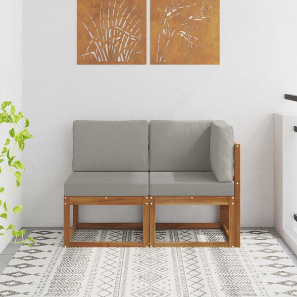vidaXL Aed ja nurga diivan padjaga 2 T&uuml;kk Looduslik ja Hele Hall