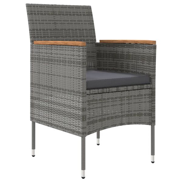 vidaXL 5-osaline aiamööbli komplekt patjadega, hall ja must