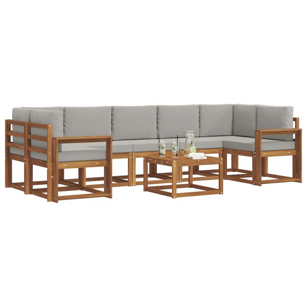 vidaXL V&auml;li diivanikomplekt padjaga 8 pcs Looduslik ja Hele Hall