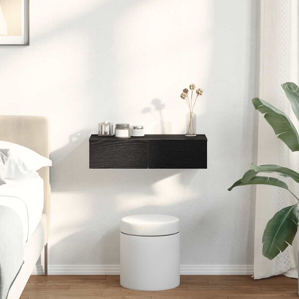 vidaXL seinariiul sahtlitega, must, 60 x 26,5 x 15 cm, tehispuit