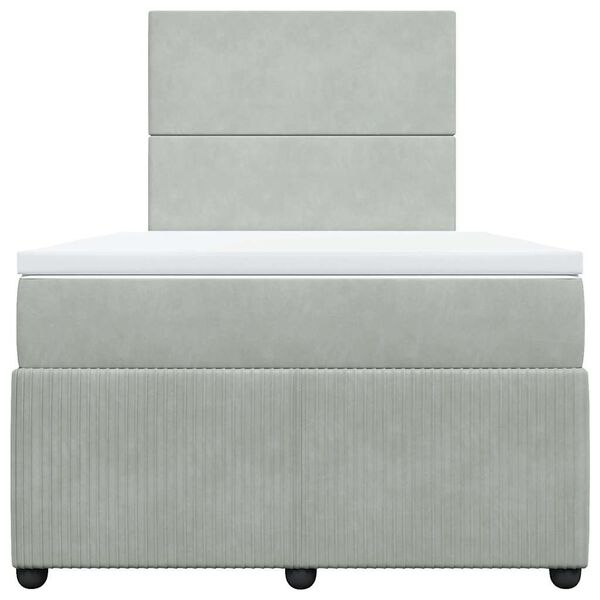 vidaXL kontinentaalvoodi madratsiga, helehall, 120x200 cm, samet