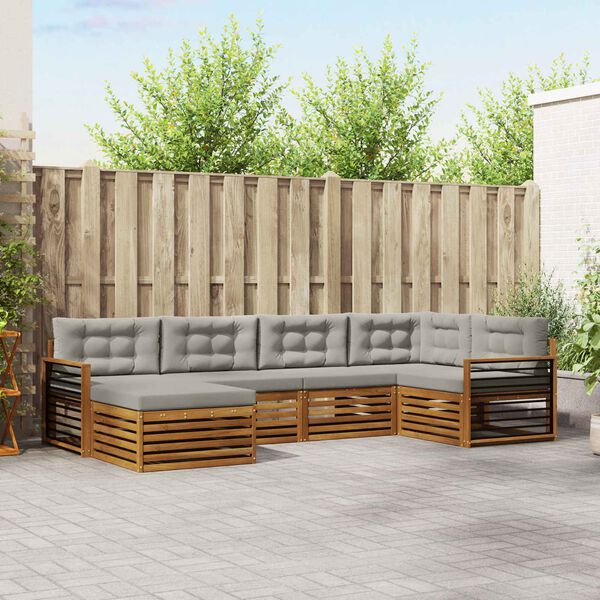 vidaXL V&auml;li diivanikomplekt padjaga 6 pcs Looduslik ja Hele Hall