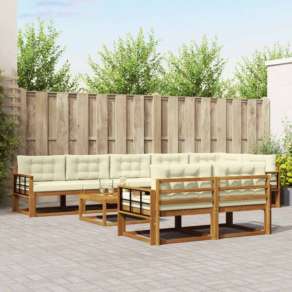 vidaXL V&auml;li diivanikomplekt padjaga 9 pcs Looduslik ja kreem