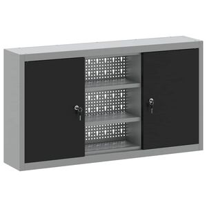 vidaXL T&ouml;&ouml;riistakapp riiuliga lukuga Must ja Hall 100 x 20 x 55 cm