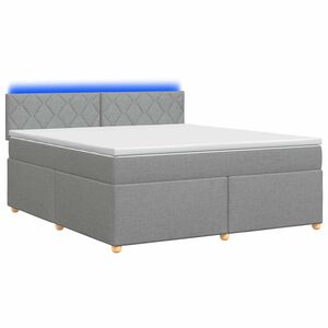 vidaXL Vedruvoodi madratsiga LED-ribadega Helehall 160 x 200 cm kangas