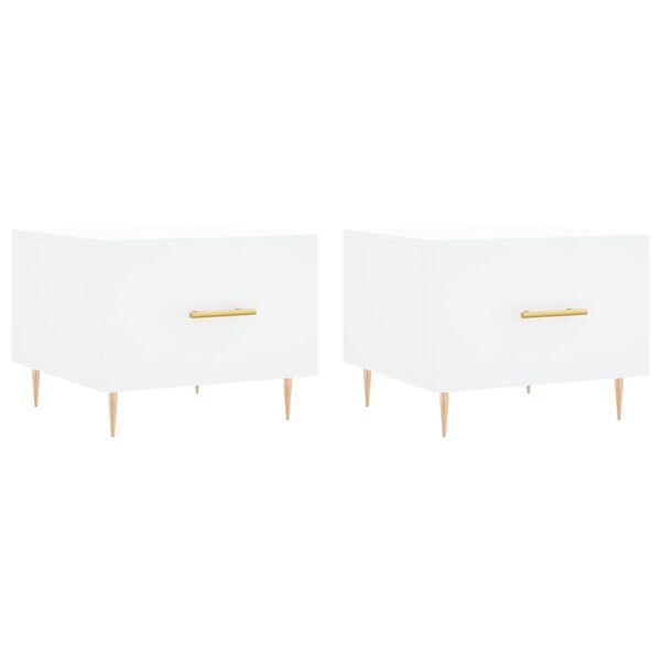 vidaXL kohvilaud, 2 tk, valge, 50 x 50 x 40 cm, tehispuit