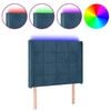 vidaXL LED-voodipeats, tumesinine, 93x16x118/128 cm, samet
