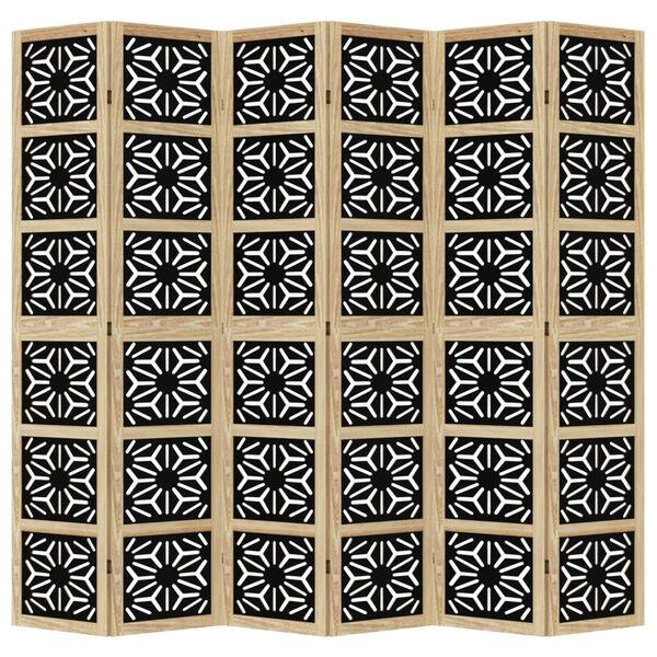 vidaXL 6 paneeliga ruumijagaja, pruun ja must, Paulownia puit