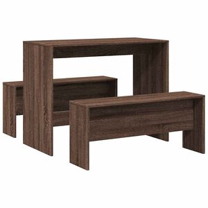 vidaXL 3-osaline s&ouml;&ouml;gilaua ja pingi komplekt Brown Oak Engineered Wood