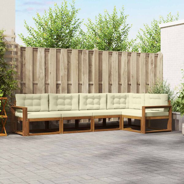 vidaXL V&auml;li diivanikomplekt padjaga 5 pcs Looduslik ja kreem