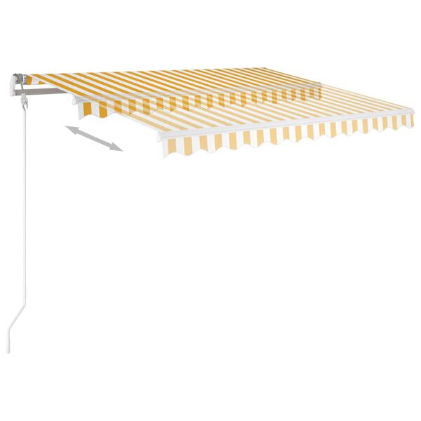 vidaXL automaatne varikatus LED, tuuleandur 350x250 cm kollane/valge