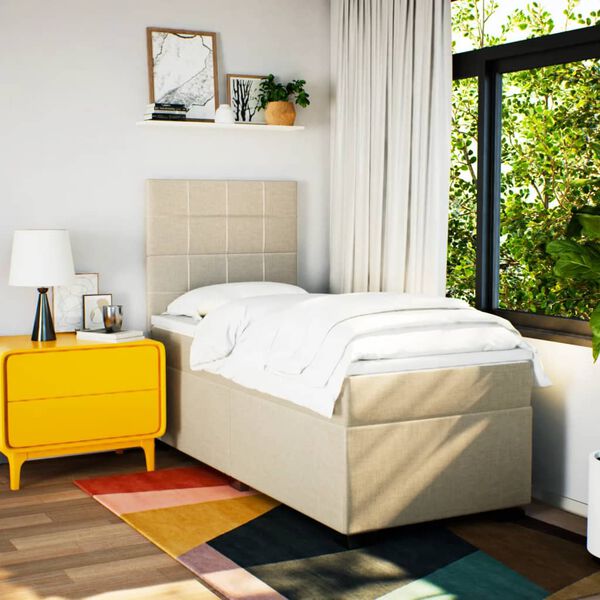 vidaXL kontinentaalvoodi madratsiga, kreemjas, 80x200 cm, kangas