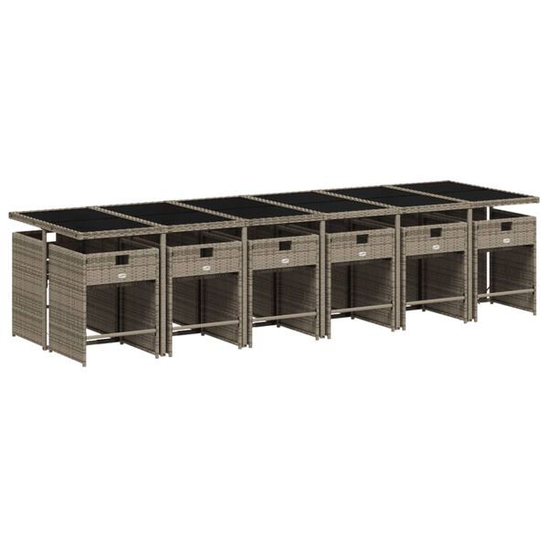 vidaXL 13-osaline aia s&ouml;&ouml;gim&ouml;&ouml;bli komplekt patjadega, hall, pol&uuml;rotang