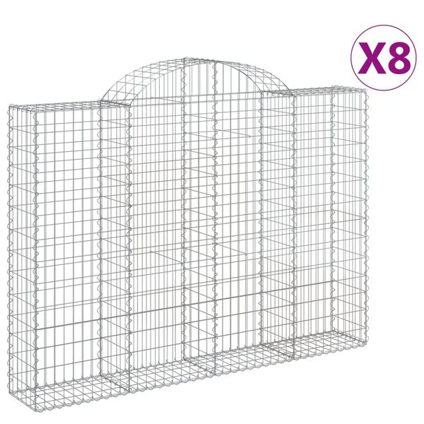 vidaXL kaarekujulised gabioonkorvid 8 tk, 200x30x140/160 cm, raud
