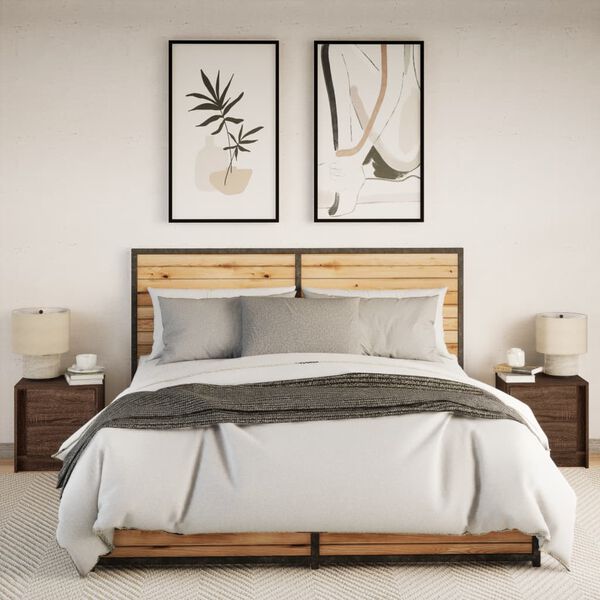 vidaXL &ouml;&ouml;kapid LED-valgustusega 2 tk, pruun tamm, tehispuit