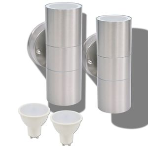 vidaXL LED-valgustid &otilde;ue 2 tk, roostevaba teras, &uuml;les/alla suunatud