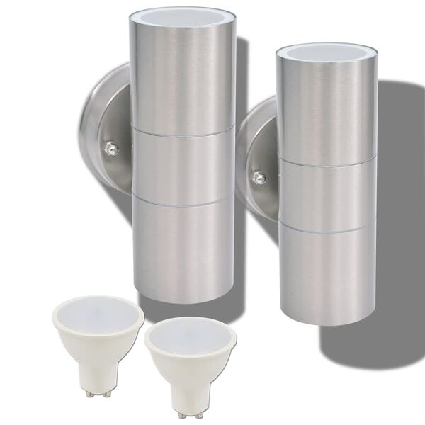 vidaXL LED-valgustid &otilde;ue 2 tk, roostevaba teras, &uuml;les/alla suunatud