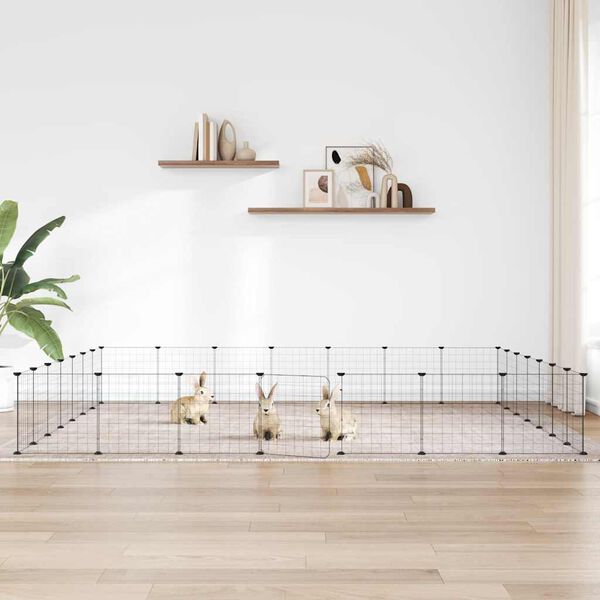 vidaXL 28-paneeliga lemmiklooma aedik uksega, must, 35 x 35 cm, teras