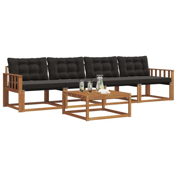 vidaXL V&auml;li diivanikomplekt padjaga 5 pcs Looduslik ja must