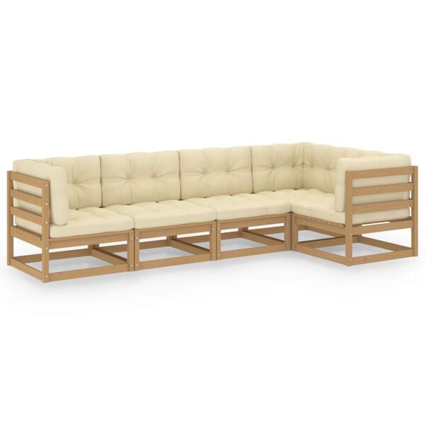 vidaXL 5-osaline aiam&ouml;&ouml;blikomplekt istmepatjadega, toekas m&auml;nnipuit