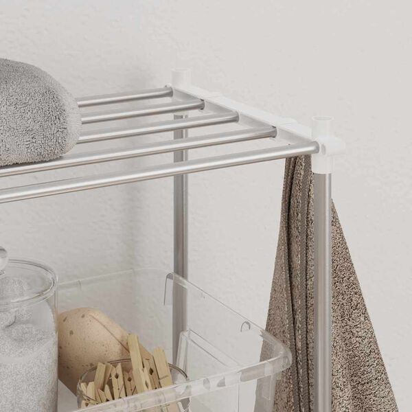 vidaXL Pesumasina riiul Valge 70 x 27 x 136 cm Alumiinium