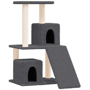 vidaXL kassimaja sisalk&ouml;itega kraapimispuudega, tumehall, 82 cm