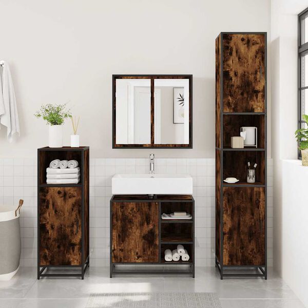 vidaXL vannitoa valamukapp suitsutamm 65x33x60 cm ehituspuit