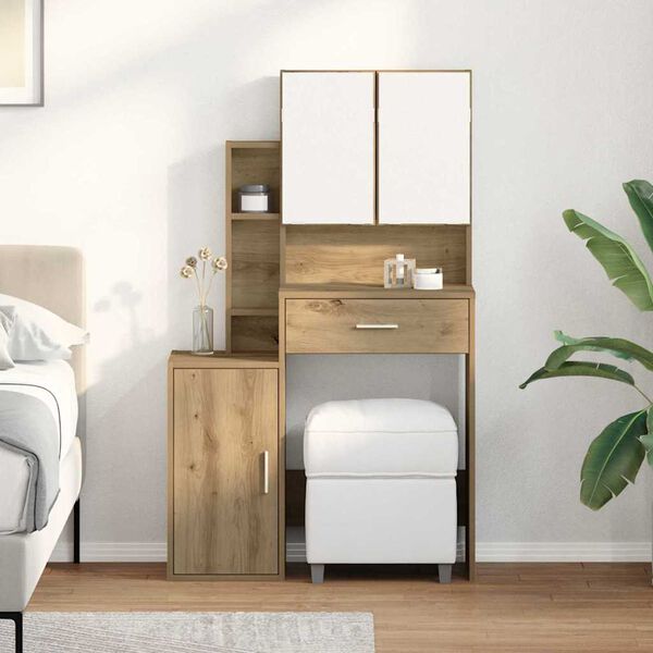 vidaXL Meigilaud sahtliga käsitöötamm 80 x 35 x 132 cm Tehispuit