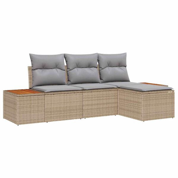 vidaXL Aia Diivanikomplekt padjaga 4 pcs Beež ja heledhall Polü Rattan