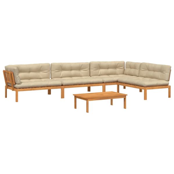 vidaXL 5-osaline kaubaalustest diivanikomplekt patjadega, akaatsiapuit