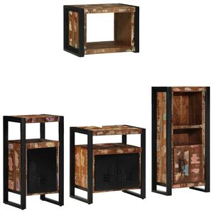 vidaXL Vannitoa m&ouml;&ouml;bleset sahtliga riiuliga 4 pcs Tugev taastatud puit