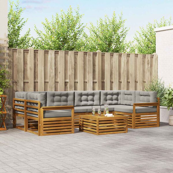 vidaXL V&auml;li diivanikomplekt padjaga 7 pcs Looduslik ja Hele Hall