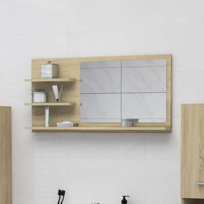 vidaXL vannitoa peegel, Sonoma tamm, 90 x 10,5 x 45 cm, puitlaastplaat