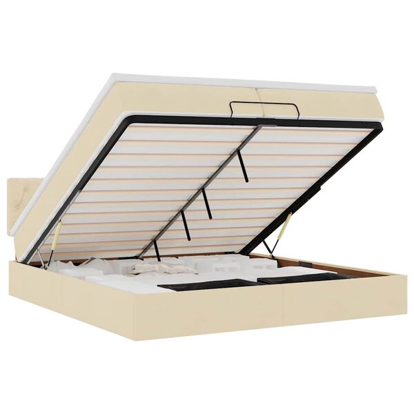 vidaXL ottomani voodi madratsiga, kreemjas, 200 x 200 cm, kangas