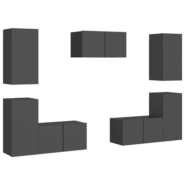 vidaXL 7-osaline telerikappide komplekt, hall, puitlaastplaat