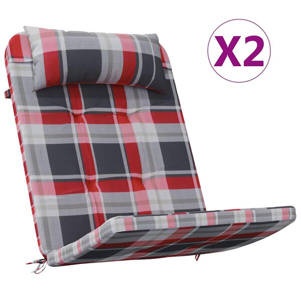 vidaXL Toolipadjad Ruuduline 2 pcs Punane Ruuduline 58 x 77 x 4,5 cm