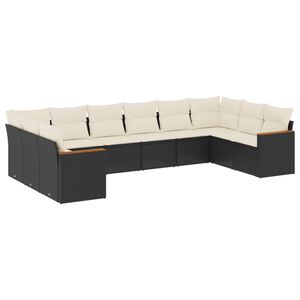 vidaXL 10-osaline aiadiivani komplekt patjadega, must, pol&uuml;rotang
