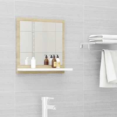 vidaXL vannitoa peeglikapp, valge ja Sonoma tamm, 40 x 10,5 x 37 cm, puitlaastplaat