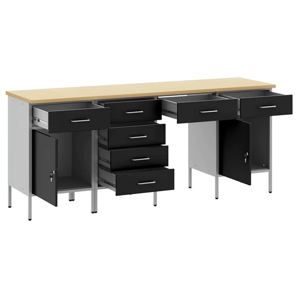 vidaXL T&ouml;&ouml;kapp 4 pcs Must 200 x 55 x 85 cm Inseneripuit ja teras