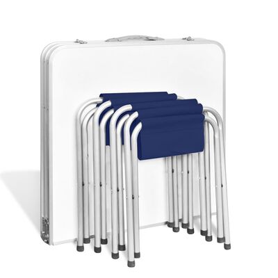 Kokkupandav alumiiniumist matkalaud 120 x 60 cm + 4 tooli