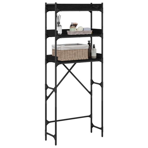 vidaXL Pesumasina riiul riiuliga Must 0ak 67 x 25 x 163 cm Tehispuit