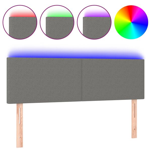 vidaXL LED-voodipeats, tumehall, 144x5x78/88 cm, kangas